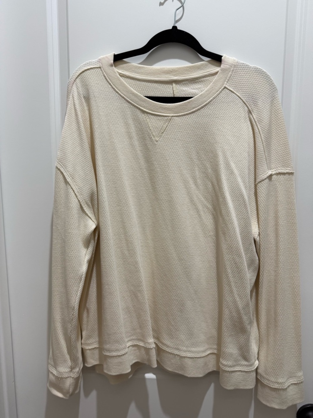 women's Cream Waffle Crewneck Sweater
